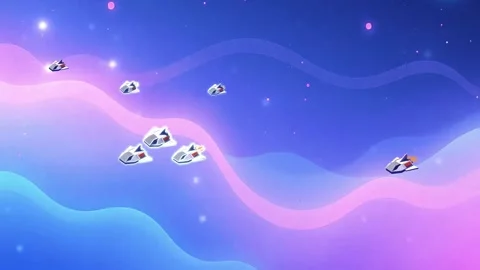 Spacecraft in Pastel Galaxy Stock Footage 306206417