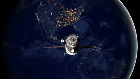 Spacecraft Progress orbiting the earth. 写真素材