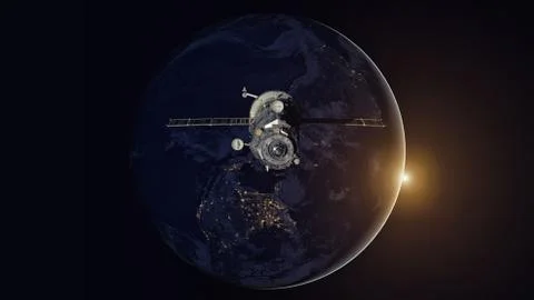 Spacecraft Progress orbiting the earth. 写真素材