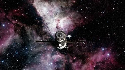 Spacecraft Progress orbiting the earth. Stockfoto's