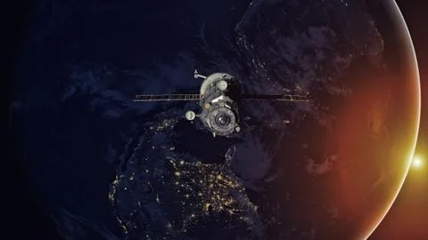 Spacecraft Progress orbiting the earth. 写真素材