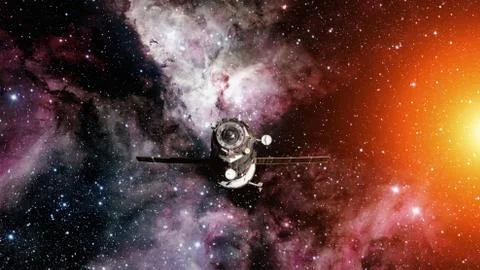 Spacecraft Progress orbiting the earth. 写真素材