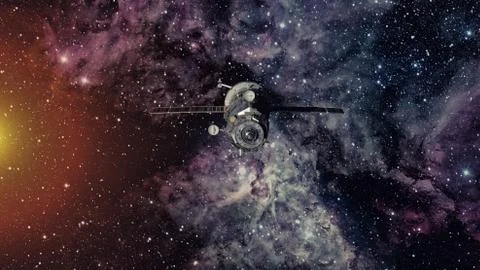 Spacecraft Progress orbiting the earth. Stockfoto's