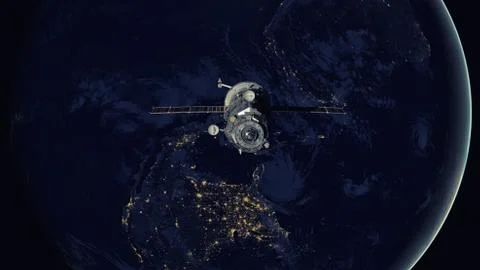 Spacecraft Progress orbiting the earth. 库存照片