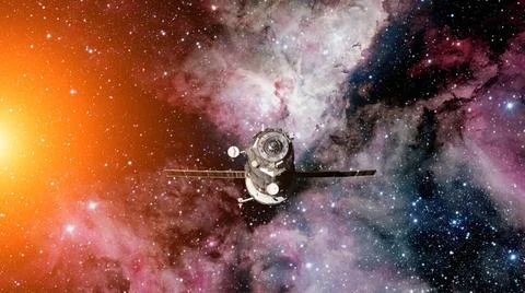 Spacecraft Progress orbiting the earth. Spacecraft Progress orbiting the e... Stockfoto's