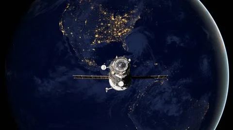 Spacecraft Progress orbiting the earth. Spacecraft Progress orbiting the e... Stockfoto's