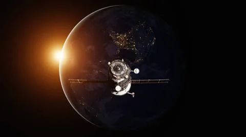 Spacecraft Progress orbiting the earth. Spacecraft Progress orbiting the e... 库存照片