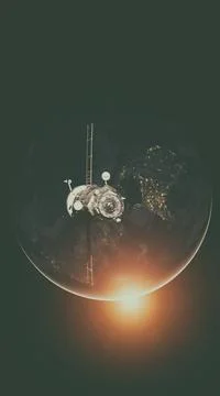 Spacecraft Progress orbiting the earth. Spacecraft Progress orbiting the e... Stockfoto's