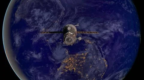 Spacecraft Progress orbiting the earth. Spacecraft Progress orbiting the e... 写真素材