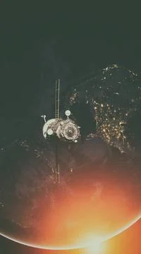 Spacecraft Progress orbiting the earth. Spacecraft Progress orbiting the e... 库存照片