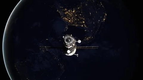 Spacecraft Progress orbiting the earth. Spacecraft Progress orbiting the e... 库存照片