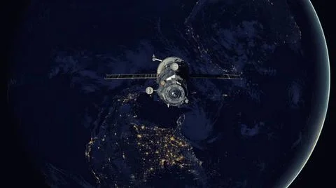 Spacecraft Progress orbiting the earth. Spacecraft Progress orbiting the e... Stockfoto's