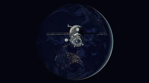 Spacecraft Progress orbiting the earth. Spacecraft Progress orbiting the e... Stockfoto's