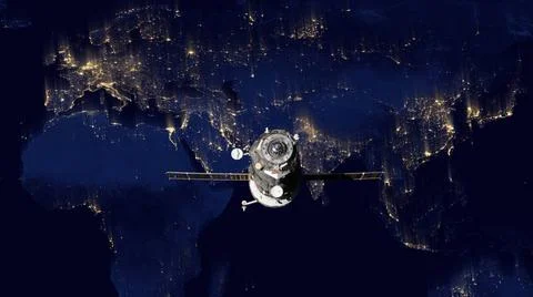 Spacecraft Progress orbiting the earth. Spacecraft Progress orbiting the e... 库存照片