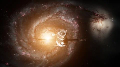 Spacecraft Progress orbiting the galaxy. Stockfoto's