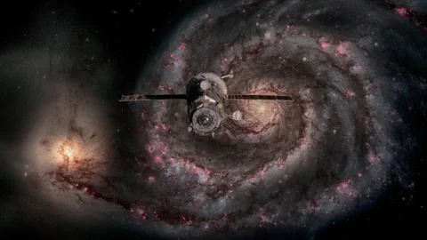 Spacecraft Progress orbiting the galaxy. Foto stock