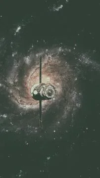 Spacecraft Progress orbiting the galaxy. Stockfoto's