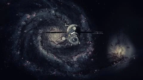 Spacecraft Progress orbiting the galaxy. 库存照片