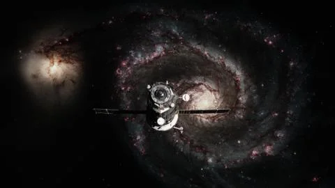 Spacecraft Progress orbiting the galaxy. 库存照片