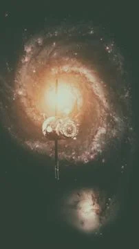 Spacecraft Progress orbiting the galaxy. 库存照片