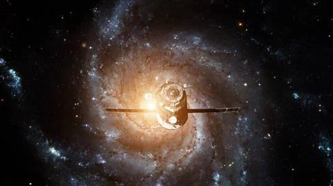 Spacecraft Progress orbiting the galaxy. Spacecraft Progress orbiting the ... Stockfoto's