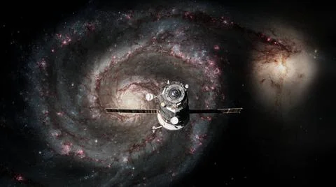Spacecraft Progress orbiting the galaxy. Spacecraft Progress orbiting the ... Stockfoto's