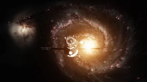 Spacecraft Progress orbiting the galaxy. Spacecraft Progress orbiting the ... 库存照片