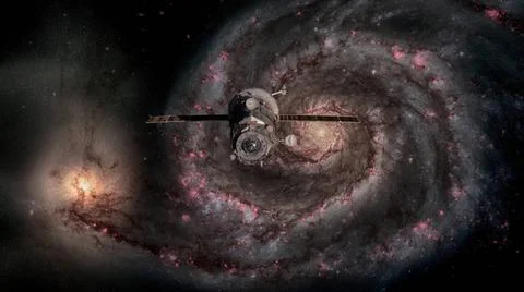 Spacecraft Progress orbiting the galaxy. Spacecraft Progress orbiting the ... 库存照片