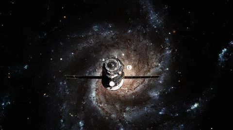Spacecraft Progress orbiting the galaxy. Spacecraft Progress orbiting the ... 库存照片