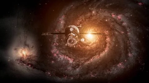 Spacecraft Progress orbiting the galaxy. Spacecraft Progress orbiting the ... Stockfoto's