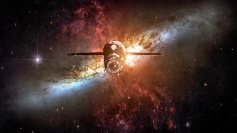 Spacecraft Progress orbiting the nebula. 写真素材
