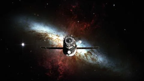 Spacecraft Progress orbiting the nebula. 写真素材