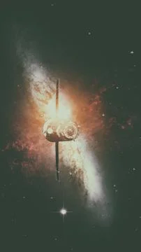 Spacecraft Progress orbiting the nebula. 写真素材