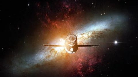 Spacecraft Progress orbiting the nebula. Spacecraft Progress orbiting the ... Stockfoto's