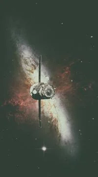 Spacecraft Progress orbiting the nebula. Spacecraft Progress orbiting the ... 库存照片
