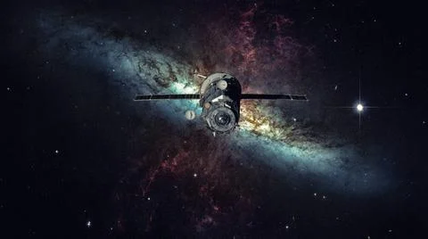 Spacecraft Progress orbiting the nebula. Spacecraft Progress orbiting the ... 写真素材