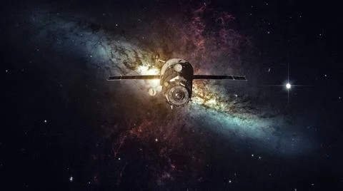 Spacecraft Progress orbiting the nebula. Spacecraft Progress orbiting the ... 写真素材