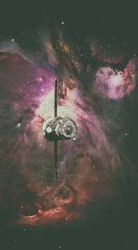 Spacecraft Progress orbiting the nebula. Spacecraft Progress orbiting the ... 写真素材