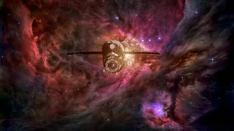 Spacecraft Progress orbiting the nebula. Spacecraft Progress orbiting the ... 写真素材