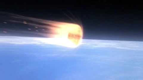 Spacecraft re-entering from space. Stock Footage 311092147