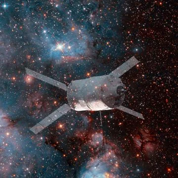 Spacecraft. Science fiction wallpaper. Elements of this image furnished by NA Foto stock