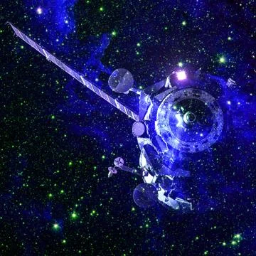Spacecraft. Science fiction wallpaper. Elements of this image furnished by NA Foto stock