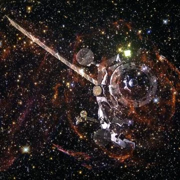Spacecraft. Science fiction wallpaper. Elements of this image furnished by NA Fotos Stock