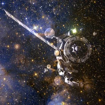 Spacecraft. Science fiction wallpaper. Elements of this image furnished by NA Foto stock