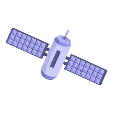 Spacecraft with solar panels orbiting around earth Stock Illustration