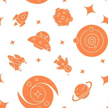 Spacecraft in space abstract seamless pattern Stockillustratie