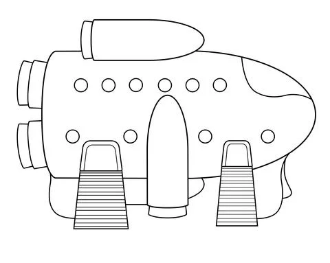 The spacecraft is on the surface with open locks and gangways. Spaceship Stock-Illustration