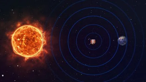 Spacecraft Transmitting signal in space Ilustración de archivo