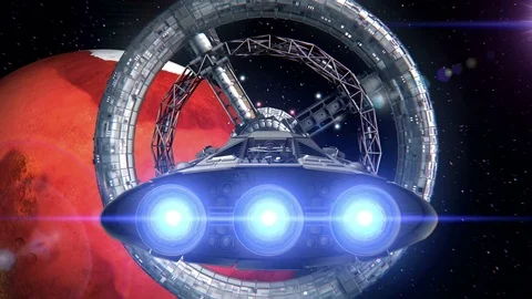 Spacecrafts on background of Mars 스톡 동영상 85049788