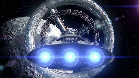 Spacecrafts on background of Moon 動画素材 85049932